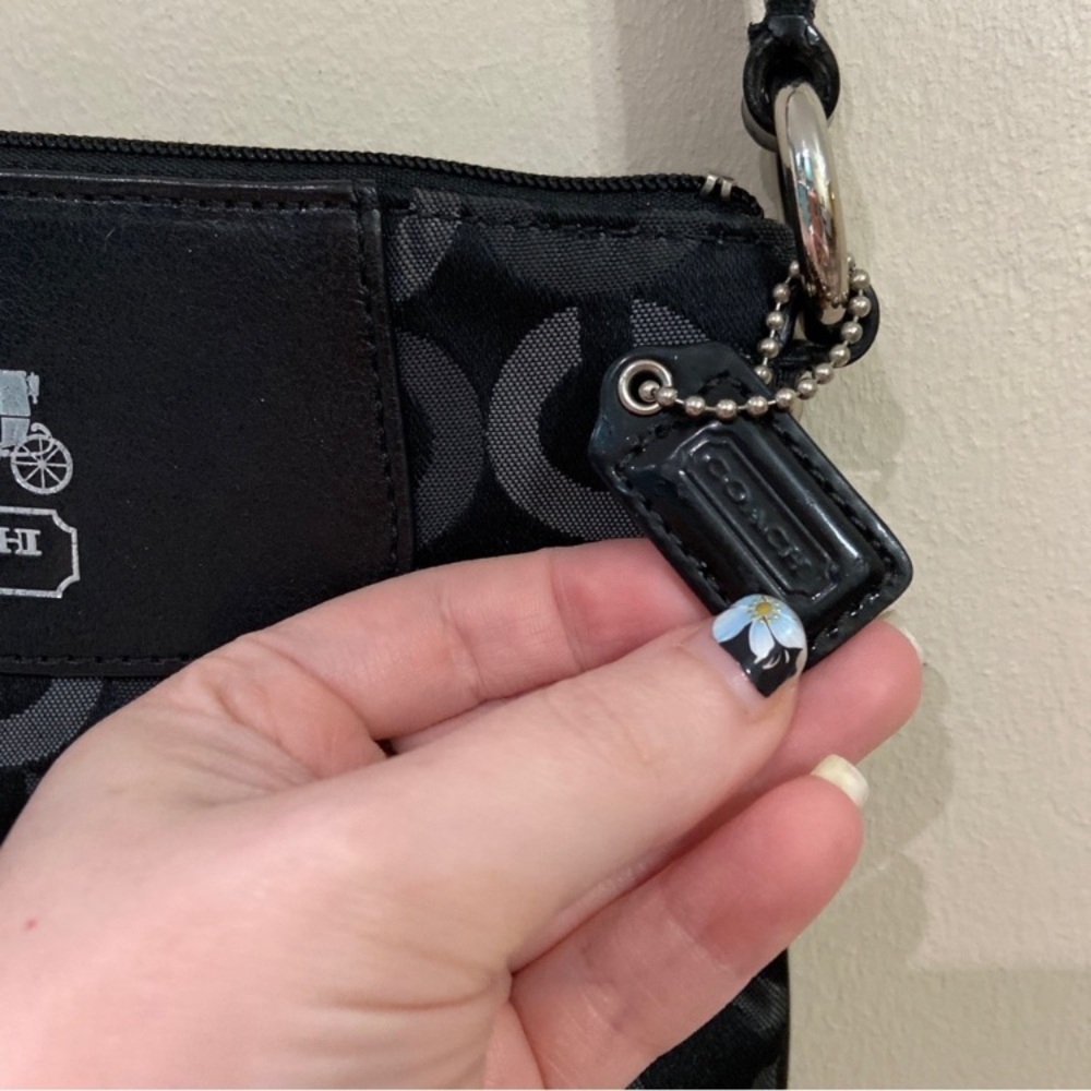 LOWEST Coach Op Art Black/Silver Crossbody Purse - Picture 2 of 6